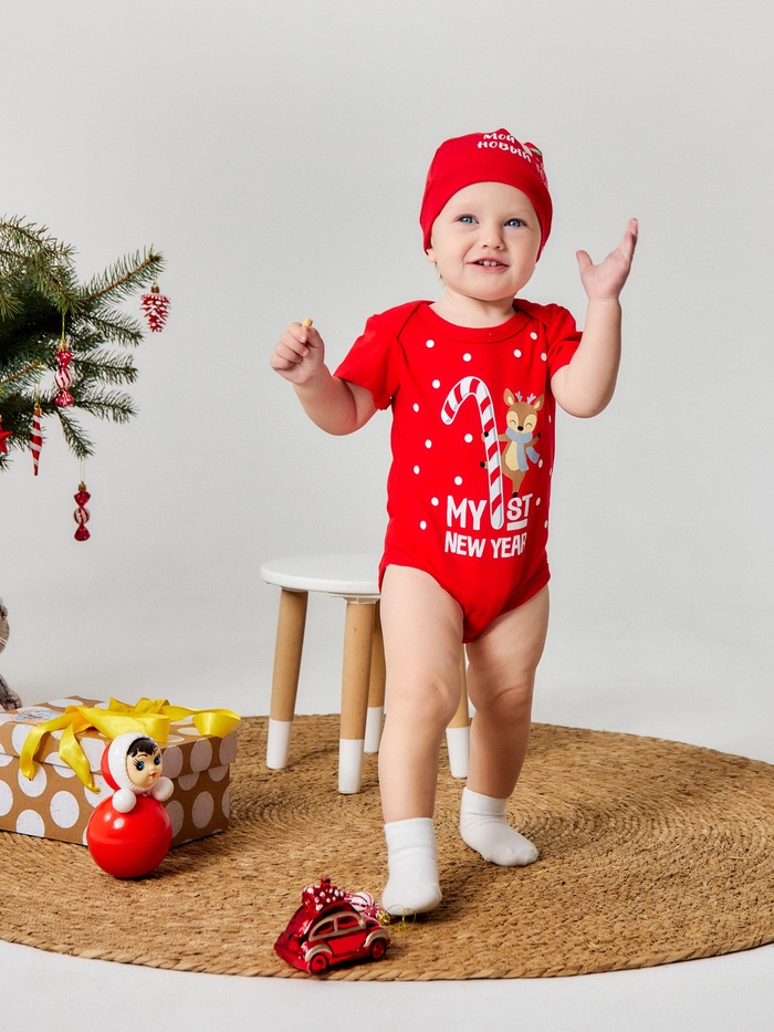 Боди детское «Крошка Я. Первый НГ», рост 80-86 см, красное - Фото 1