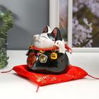Сувенир керамика копилка "Чёрный кот Манэки-нэко с колокольчиками" 11,5х11,5х9,5 см - фото 8536438