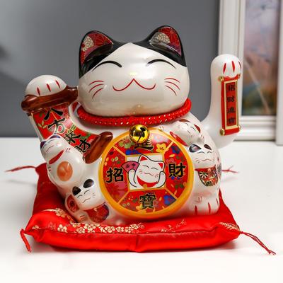 Маятник настольный антистресс «Кот Манэки-нэко со свитком», керамика, 19.5×20×14.5 см