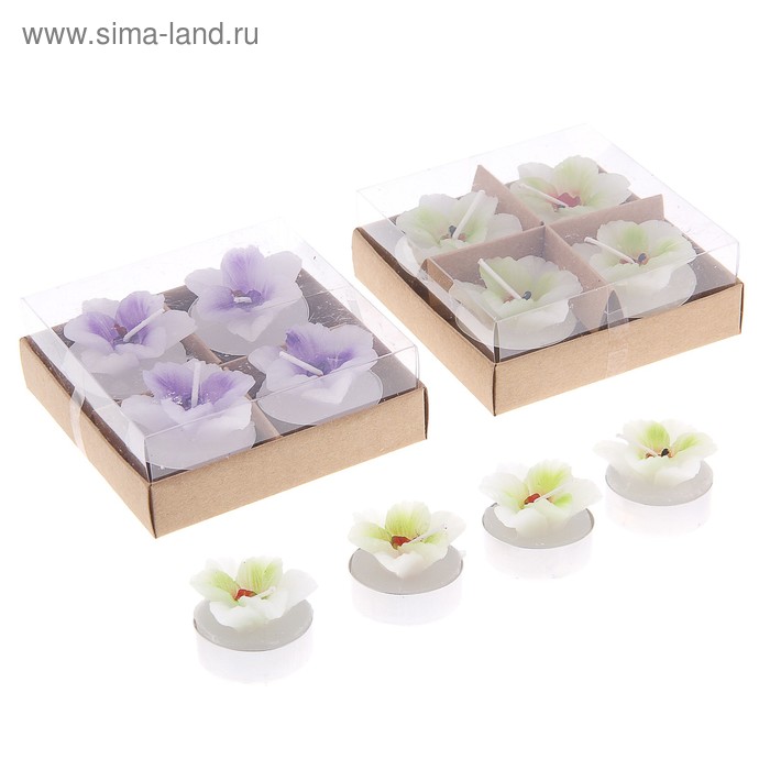 Свечи восковые плавающие (набор 4 шт) "Кувшинки", цвета МИКС - Фото 1