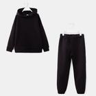 Костюм детский (худи, брюки) MINAKU, цвет чёрный, рост 122 - фото 44470328
