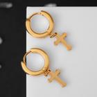 Серьги-кольца «Крестики» мини, d=1,3 см, цвет золото - фото 294987685