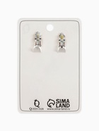 Клипсы "Лёд" классика 2 ряда, цвет белый в серебре - фото 809406165