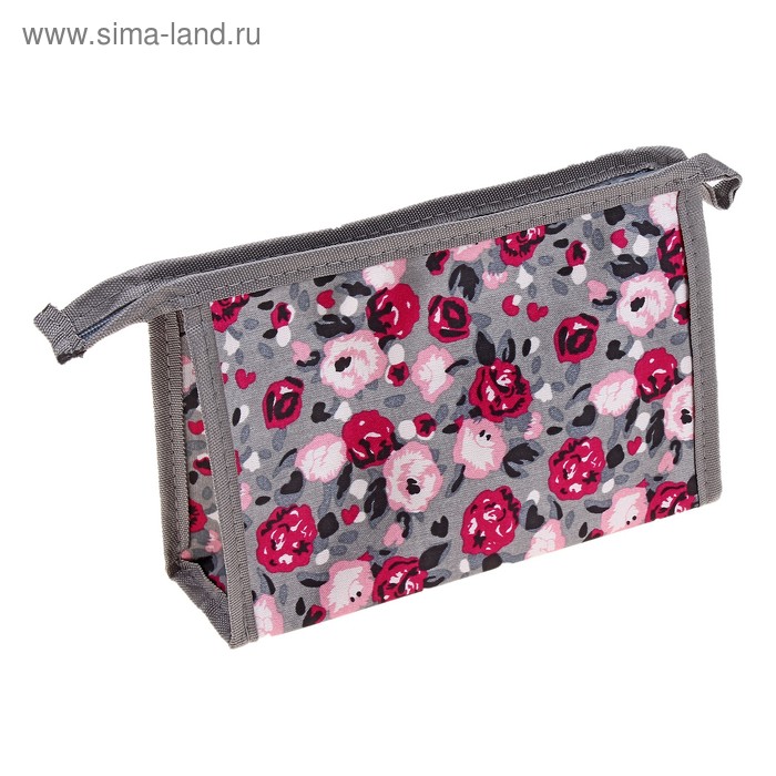 Косметичка "Букет" на молнии, пепелная - Фото 1