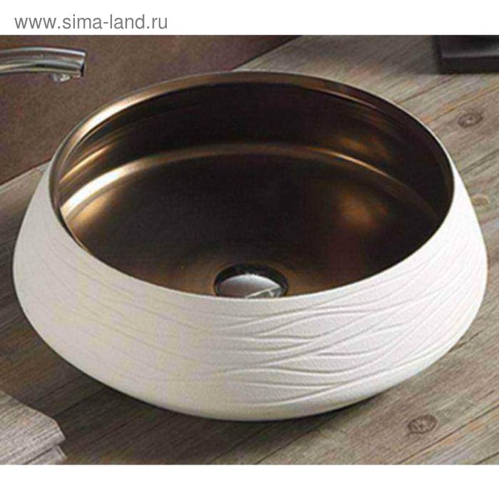 Раковина Comforty J2094, накладная, цвет белый/бронза - Фото 1