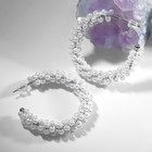 Серьги-кольца «Жемчужные» d=3,5 см, цвет белый в серебре - фото 318381140