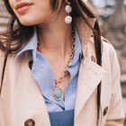 Кулон на цепочке «Гранд», L=42 см, голубой в золоте - Фото 5