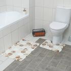 Набор ковриков для ванной и туалета Доляна «Соты», 2 шт: 79×50, 50×39 см, цвет коричнево-бежевый - фото 318381218
