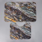 Коврики для ванной и туалета Доляна «Мрамор», 2 шт: 79×50 см, 50×39 см, цвет серый - Фото 2