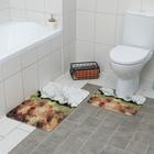 Набор ковриков для ванной и туалета Доляна «Мрамор», 2 шт: 79×50, 50×39 см, цвет коричнево-белый - фото 9066310