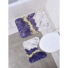 Набор ковриков для ванной и туалета Доляна «Мрамор», 2 шт, 79×50, 50×39 см, цвет МИКС - Фото 6