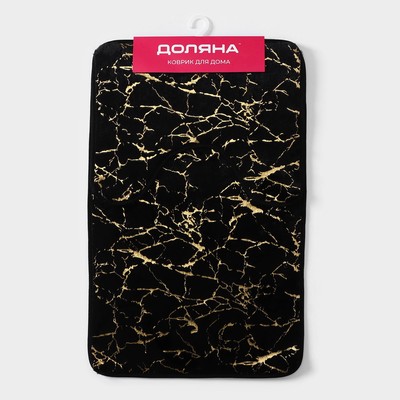 Коврики для ванной и туалета Доляна «Мрамор», 2 шт.: 79×50 см, 50×39 см, цвет чёрный