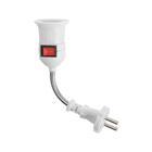 Переходник вилка-патрон, E27, гибкий 100 мм c выключателем, белый - Фото 1