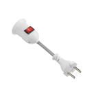 Переходник вилка-патрон, E27, гибкий 100 мм c выключателем, белый - Фото 2