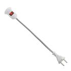 Переходник вилка-патрон, E27, гибкий 300 мм c выключателем, белый - Фото 2