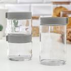 Набор банок стеклянных для сыпучих продуктов «Модерн», 3 предмета: 320/320/700 мл, цвет серый - фото 6331667