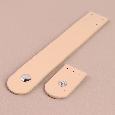 Застёжка пришивная для сумки, на кнопке, 15,5 × 2,5 см / 4,5 × 2,5 см, цвет бежевый/серебряный