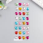 Наклейка пластик стразы "Сердечки разноцветные кристаллы" МИКС 32х10,5 см - фото 8892368
