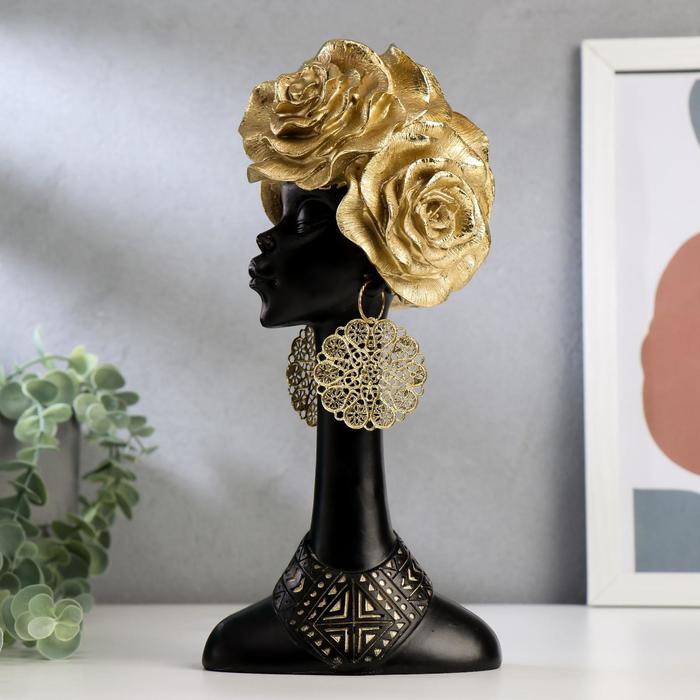 Сувенир полистоун "Африканка с золотыми розами в волосах" МИКС 28,5х13,5х10,5 см - Фото 1