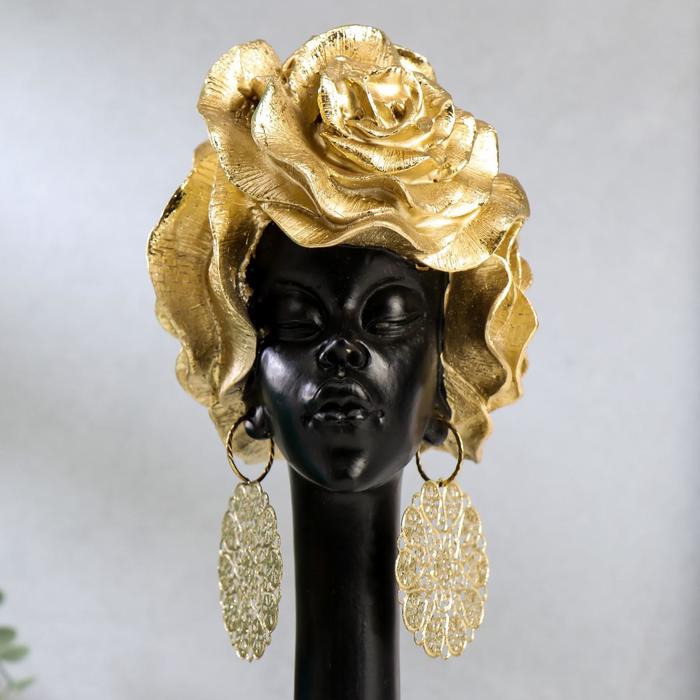 Сувенир полистоун "Африканка с золотыми розами в волосах" МИКС 28,5х13,5х10,5 см - фото 1899820305