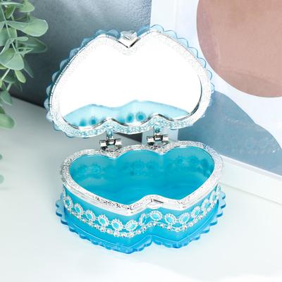 Шкатулка пластик "Двойное сердце с рыбкой" МИКС 5х12х8,5 см