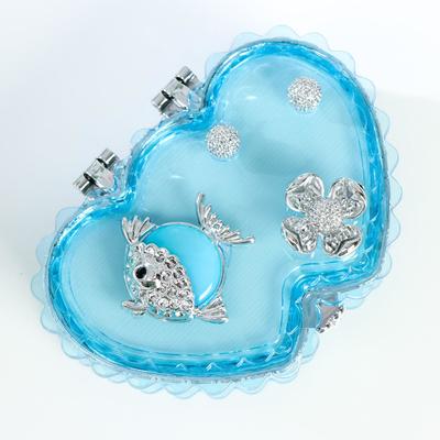 Шкатулка пластик "Двойное сердце с рыбкой" МИКС 5х12х8,5 см