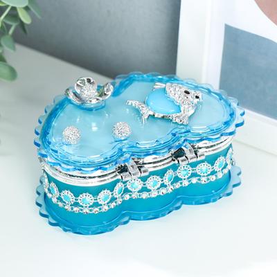 Шкатулка пластик "Двойное сердце с рыбкой" МИКС 5х12х8,5 см