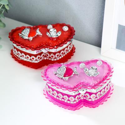 Шкатулка пластик "Двойное сердце с рыбкой" МИКС 5х12х8,5 см