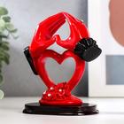 Сувенир полистоун "Сердце из рук" красно-чёрная 12х9х6,2 см - Фото 4