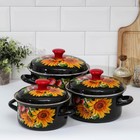 Набор эмалированных кастрюль «Даша-1», 3 предмета: 1,5 л, 2,3 л, 3 л, индукция - Фото 1