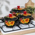 Набор эмалированных кастрюль «Даша-1», 3 предмета: 1,5 л, 2,3 л, 3 л, индукция - Фото 4