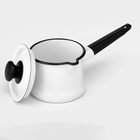 Ковш эмалированный, 1 л, с крышкой, без деколи, металлическая ручка, белый - Фото 2