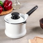 Ковш эмалированный, 1 л, с крышкой, без деколи, металлическая ручка, белый - Фото 4