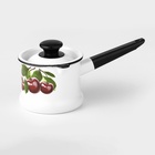 Ковш эмалированный «Вишнёвый сад», 1 л, с крышкой, металлическая ручка, белый - Фото 1