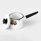 Ковш эмалированный «Вишнёвый сад», 1 л, с крышкой, металлическая ручка, белый - Фото 2