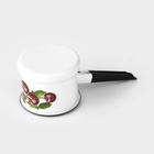 Ковш эмалированный «Вишнёвый сад», 1 л, с крышкой, металлическая ручка, белый - Фото 3