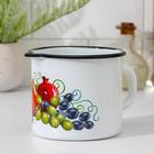 Кружка эамлированная с носиком, 1 л, деколь, деколь МИКС, цвет белый - Фото 1