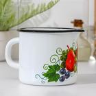 Кружка эамлированная с носиком, 1 л, деколь, деколь МИКС, цвет белый - Фото 3