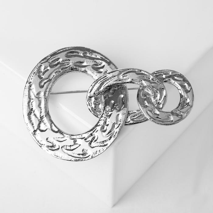 Брошь крупная «Цепь», цвет серебро - Фото 1