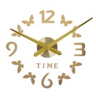 Часы-наклейка, серия: DIY, "Бабочки", плавный ход, d-70 см, 1 АА, золото - фото 2915272