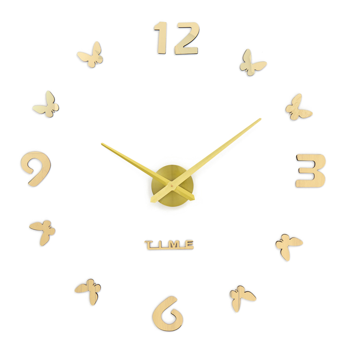 Часы настенные интерьерные «Бабочки», 3D, наклейка, плавный ход, d=70 см - Фото 1