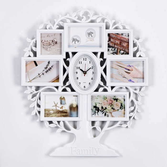 Часы настенные с фоторамками "Family", бесшумные, 51.5 х 60.5 см, АА - Фото 1