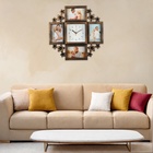 Фоторамка-коллаж на 4 фото 10×15 см с часами настенными бесшумными (14×14 см) «Цветы», 42×42 см - Фото 5