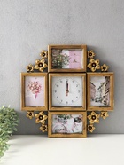 Фоторамка-коллаж на 4 фото 10×15 см с часами настенными бесшумными (14×14 см) «Цветы», 42×42 см - Фото 6