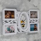 Фоторамка-коллаж на 4 фото с часами настенными «Аннет», бесшумные, 26×51 см, d=15×21 см - Фото 2