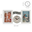 Фоторамка-коллаж на 2 фото с часами настенными Family, бесшумные, 17×35 см, d=9 см, от АА - Фото 2