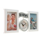 Фоторамка-коллаж на 2 фото с часами настенными Family, бесшумные, 17×35 см, d=9 см, от АА - Фото 3