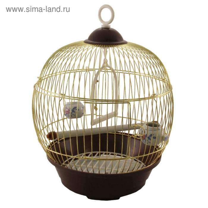 Клетка Triol для птиц круглая, 23 х 36,5 см, золото - Фото 1