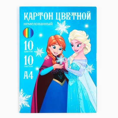 Цветной картон, А4, 10 листов, 10 цветов, немелованный, односторонний, в папке, 220 г/м², «Сестры»