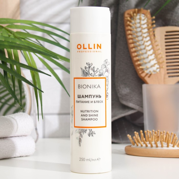 Шампунь для увлажнения и питания волос Ollin Professional Bionika, питание и блеск, 250 мл - Фото 1